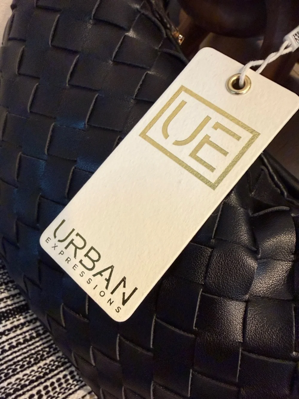 Urban Expressions Black Woven Tracy Knot-Handle Hobo NWT‎